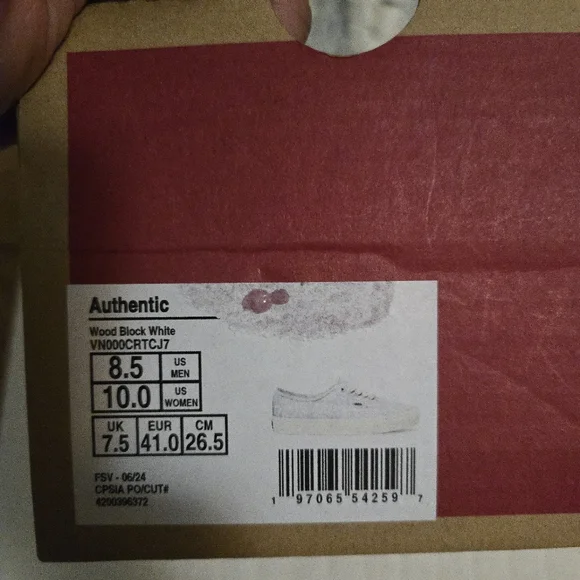 Vans Authentic Classic Women Size 10 Wood Block White Floral 112025 - Picture 8 of 8